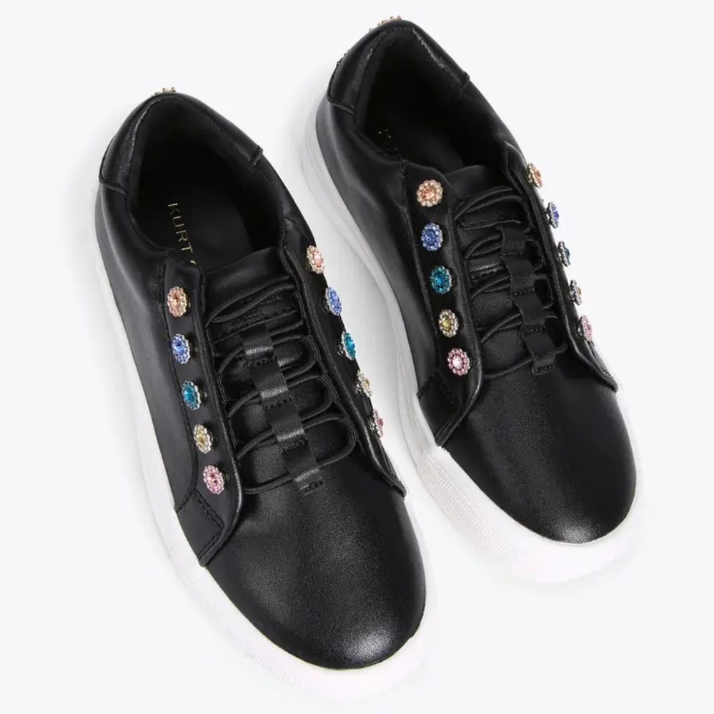 Kurt Geiger London Designer Mini Liviah sneaker black rhinestone Women 5.5